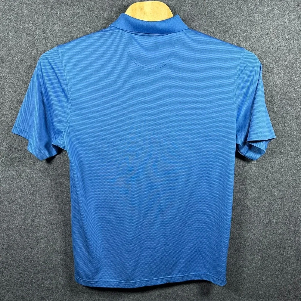 Greg Norman Mens Play Dry‎ Blue Micro Texture Golf Polo Shirt Large Embroidered